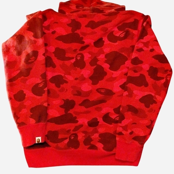 Bape Red Camo College Pullover Hoodie - Picture 2 of 16